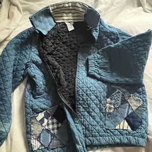 Oversized jean jacket with some unique pockets and collar addition